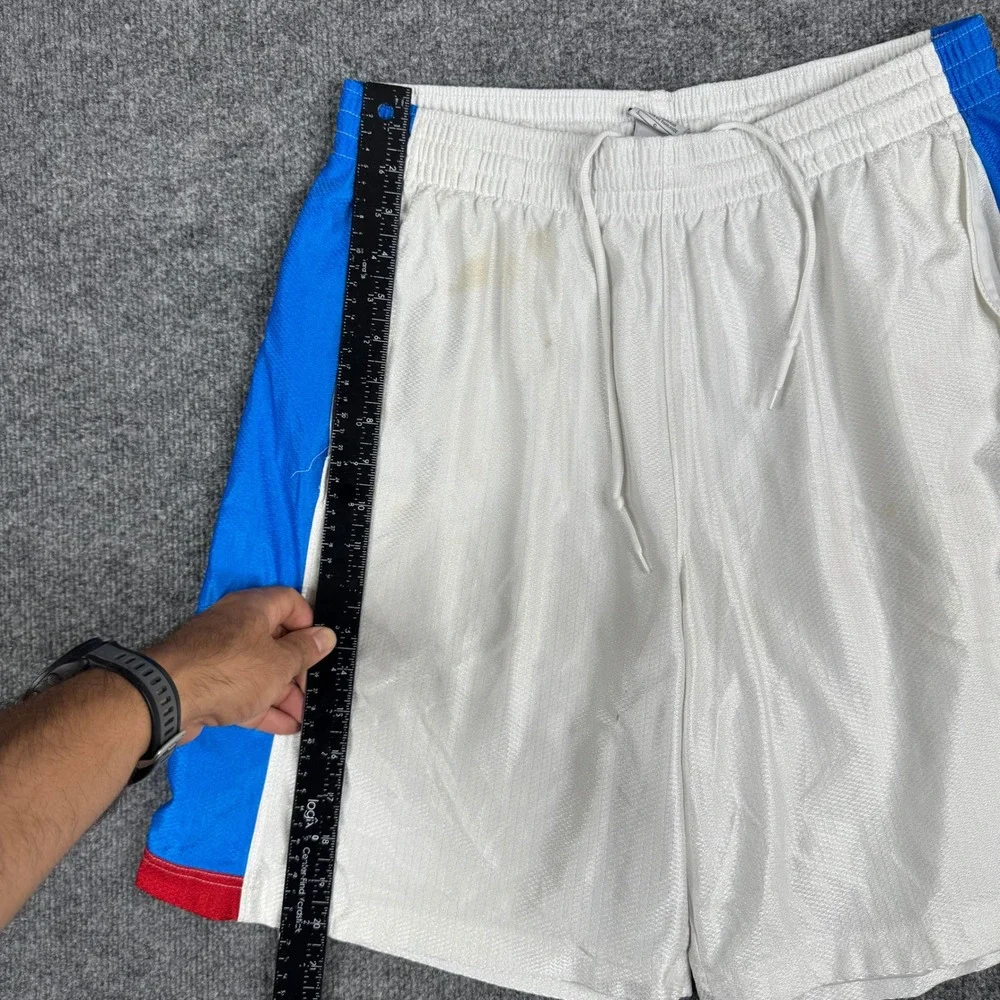 Nike Athletic Shorts Mens Size L White Blue Mesh Basketball Drawstring Stained